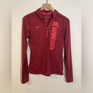 Nike 1/4 Zip Top Minnesota Golden Gophers Women's Size XS Maroon Dry Element EUC